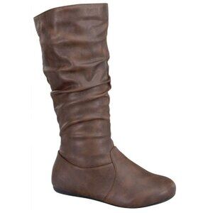 Wells Collection Womens Size 9 Slouch Boots Brown Faux Leather Inside Zipper